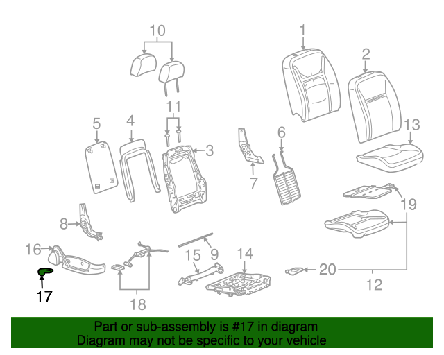 20062008 Chevrolet Passenger Seat Recliner Handle 88996341