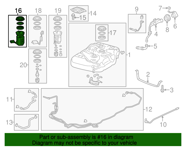 17045TK8A01 Module Set Fuel Pump 20112013 Honda Odyssey