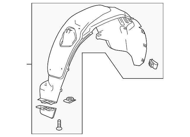 Passenger Side Rear Wheelhouse Liner with Air Deflector, Nuts, and Bolts - GM (95366443)