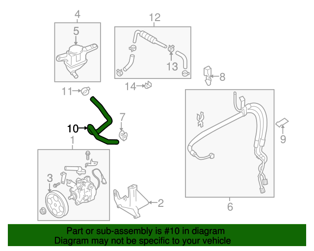 20052009 Subaru Outback Power Steering Suction Hose 34611AG07A OEM
