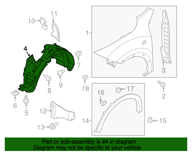 20112014 Nissan Juke Fender Liner 638431KA0A QuirkParts