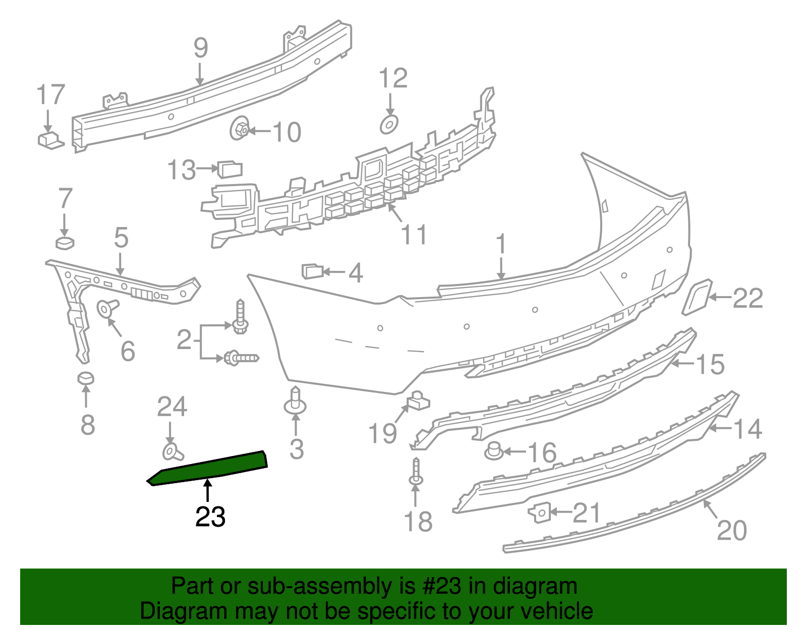Rear Driver Side Fascia Auxiliary Signal Lamp - Cadillac (84116244)