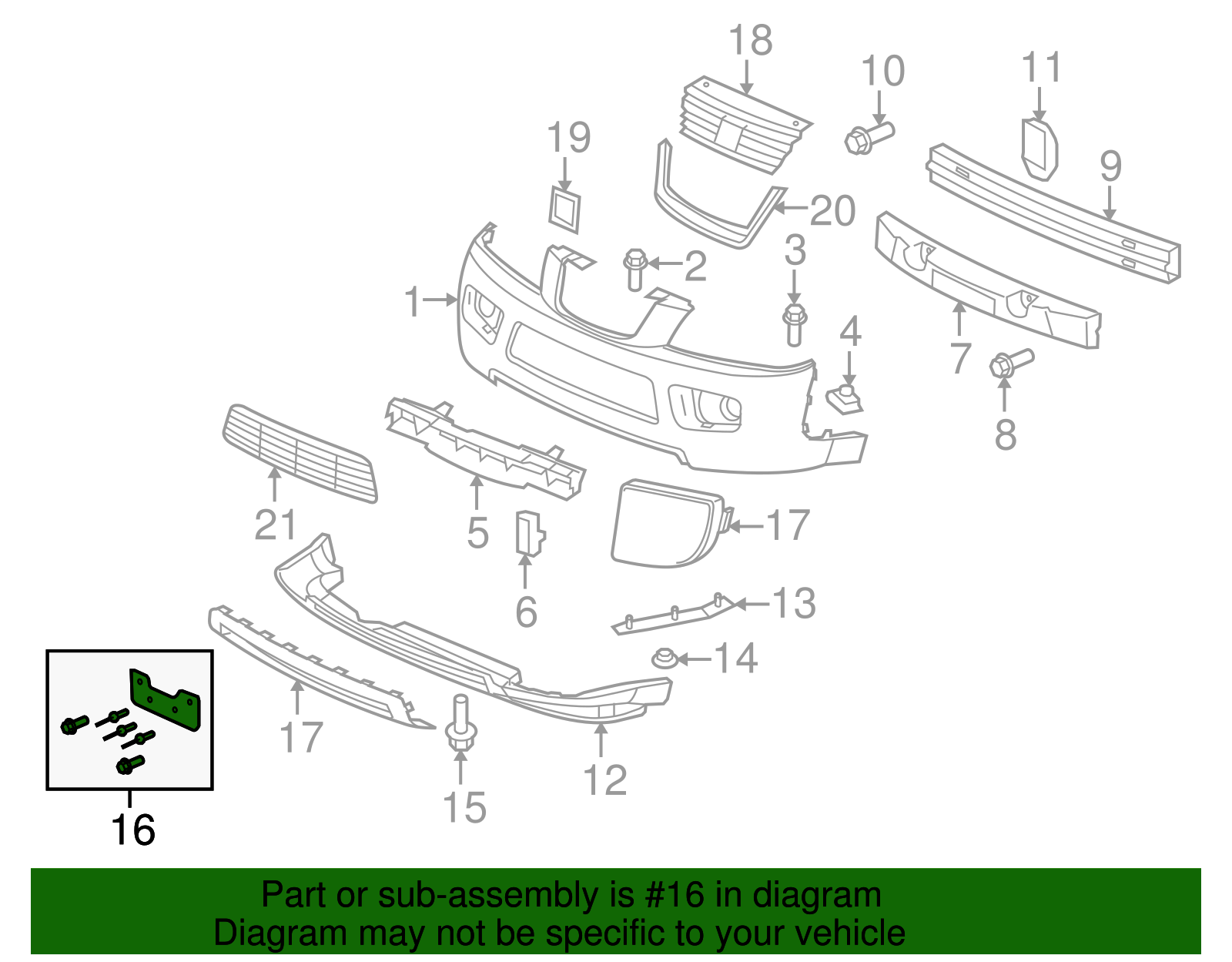 Attachment Pkg, Front License Bracket - GM (10370228)