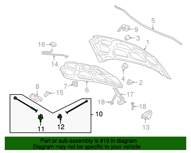 96649313 GM Primary Hood Latch Release Cable with Grommet and Clip GM