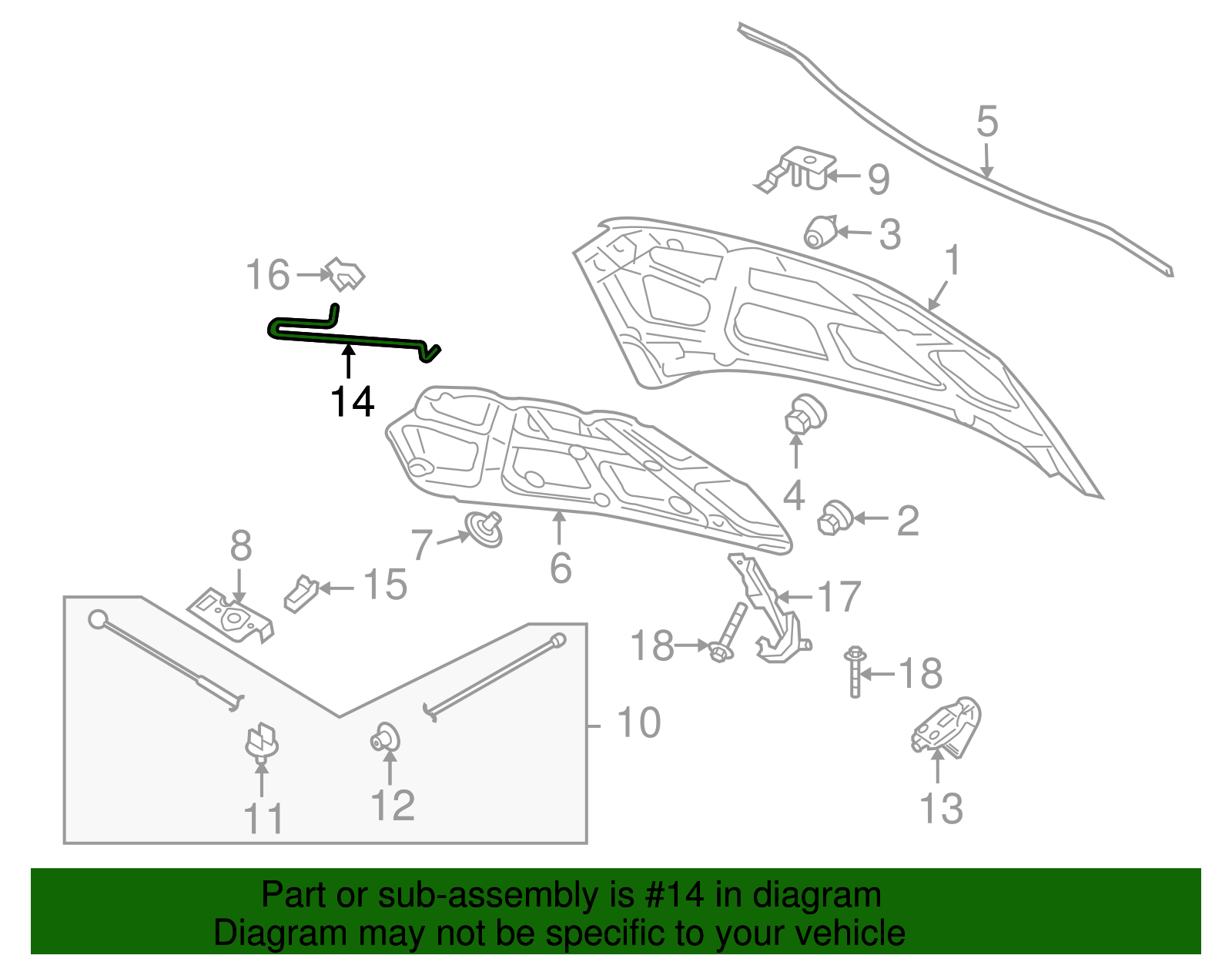 Hood Prop Rod - GM (96888451)