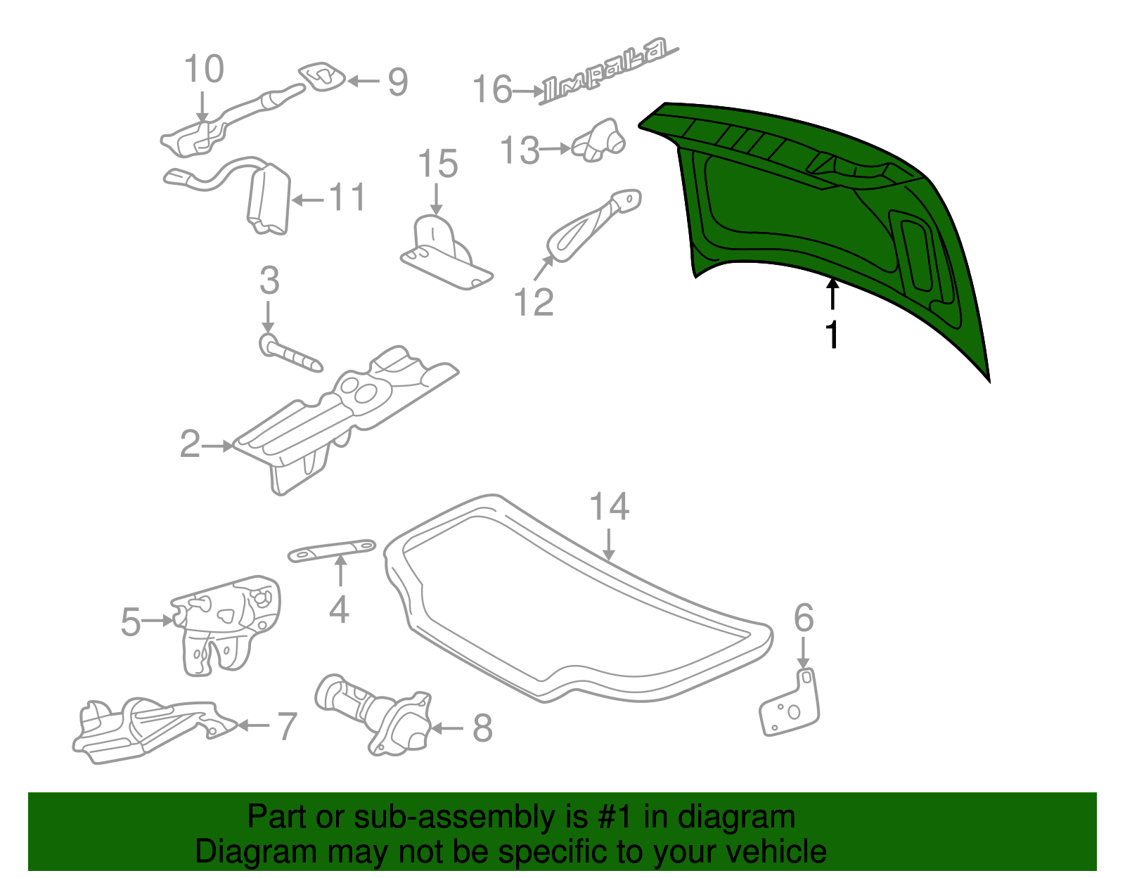 Lid Assembly, R/Cmpt (Sedan) - GM (88895853)