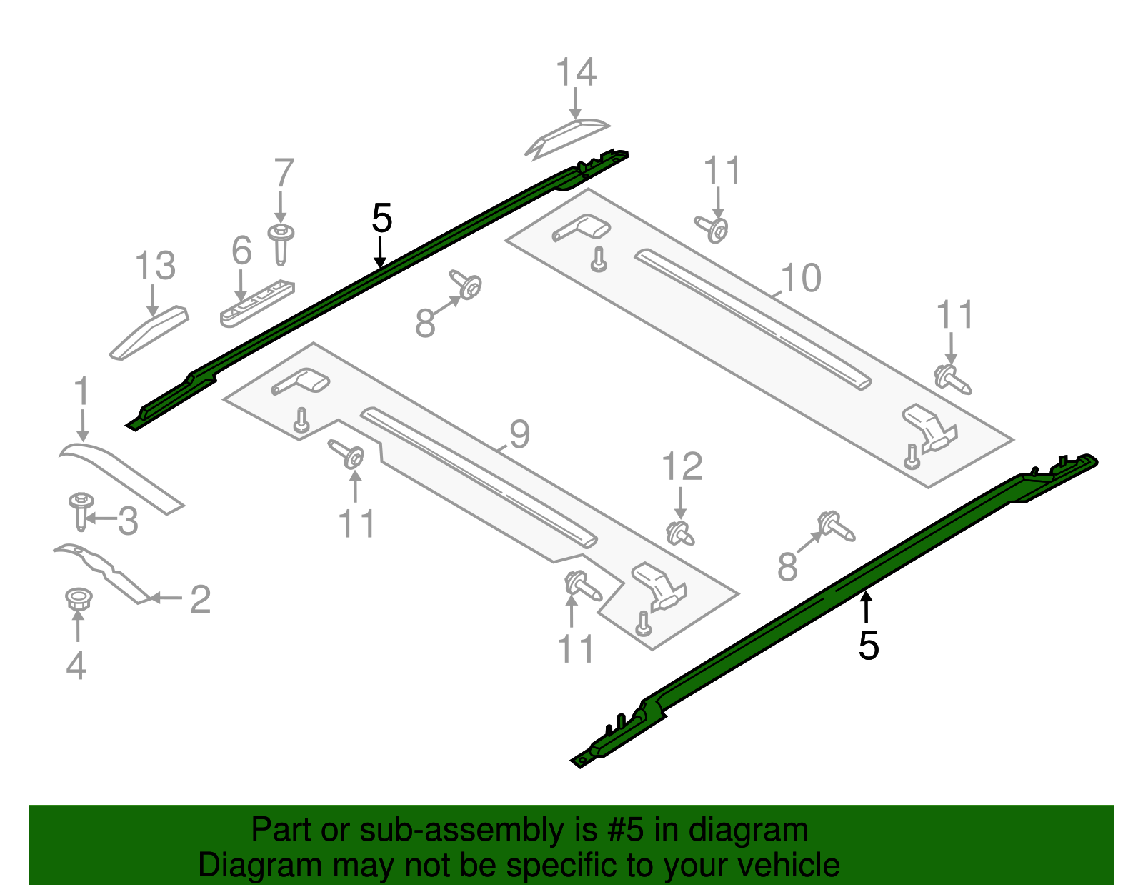 2018-2024 Ford | Roof Rail | JL7Z-7855114-BA | Walls' Ford Parts