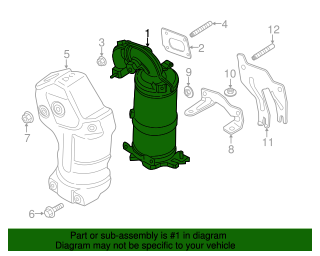 55492953 3Way Catalytic Converter with Flange, Brace, Gasket, Label