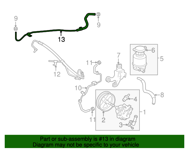 20072012 Lexus ES350 Power Steering Return Hose 4441633211 OEM