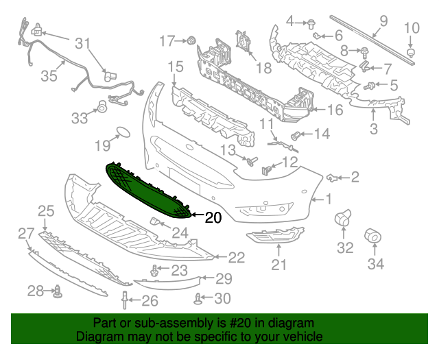 thumbnail image 2 of TOM AUTO PARTS Front Upper Center Grille For 2015-2018 Ford Focus S/SE - F1EZ8200B 2 of 3