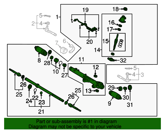 20012007 Toyota Rack and Pinion 442500C041 Toyota Parts