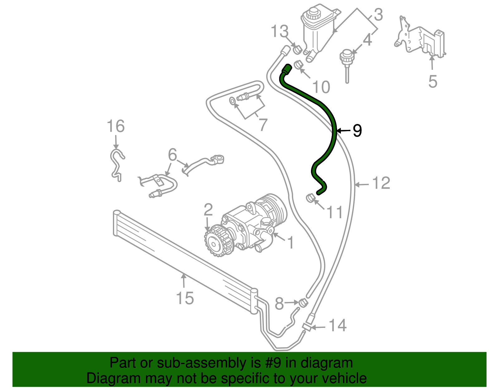 Power Steering Reservoir Hose - Volkswagen (7L6-422-881-B)