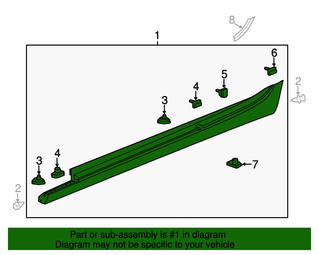 20132018 Cadillac ATS Primed Passenger Side Rocker Panel Molding