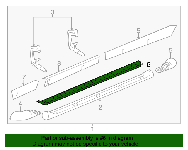 25804638 Driver Side Running Board Step Pad 20072020 GM Chevrolet