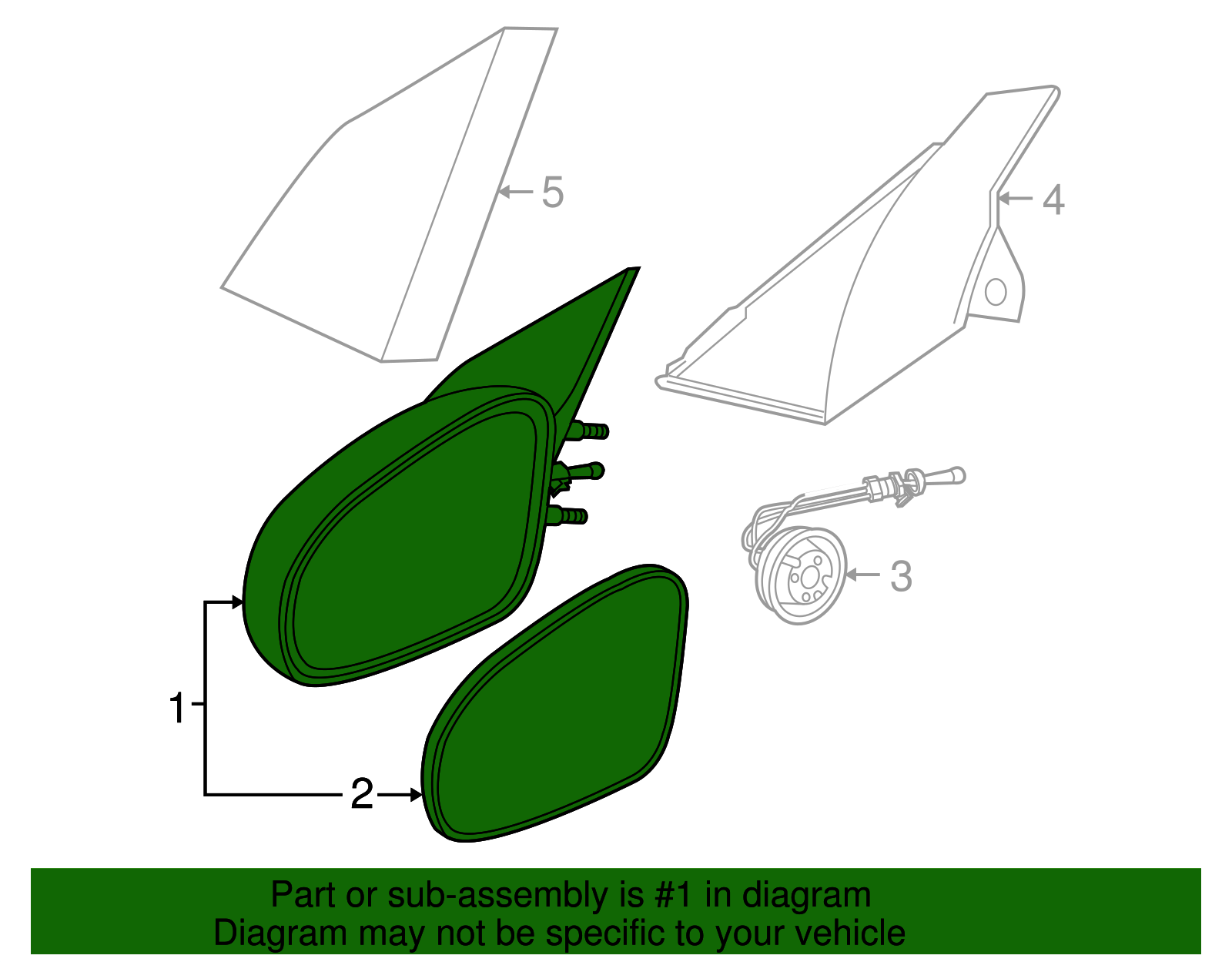 Mirror Assembly, O/S Rear View - GM (10363816)