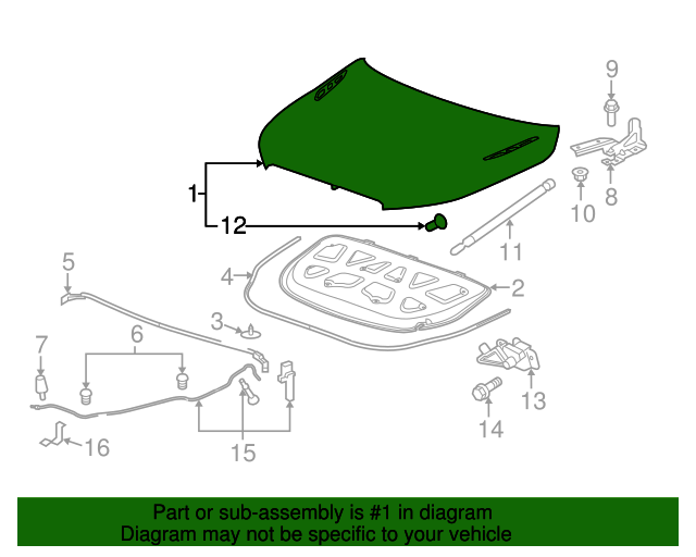 20142016 Buick LaCrosse Hood 9056534 GM Parts Center