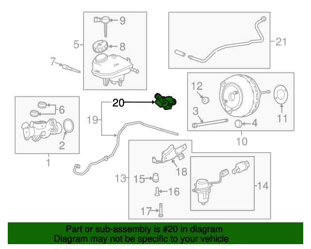 20142020 Chevrolet Impala Power Brake Booster Vacuum Sensor 13582517