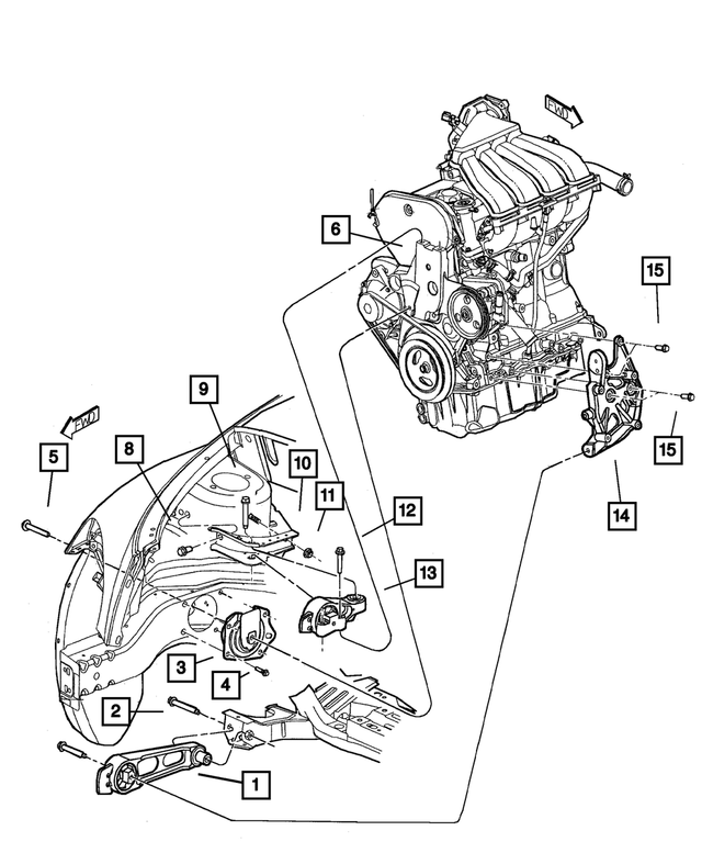 20012002 Chrysler PT Cruiser Engine Mount Bracket, Right 4668521AD