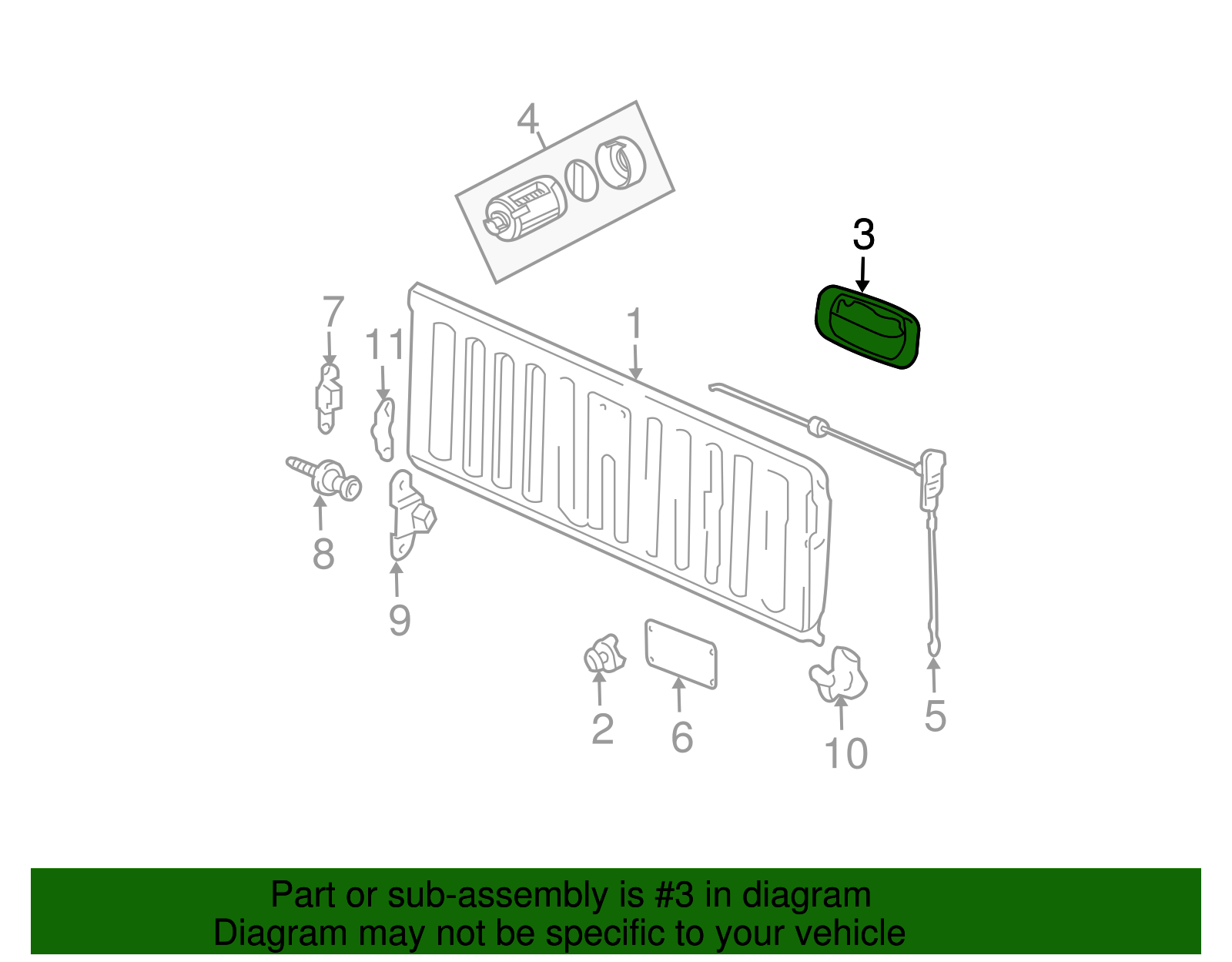 Pickup Box Tailgate Latch Handle - GM (97319415)