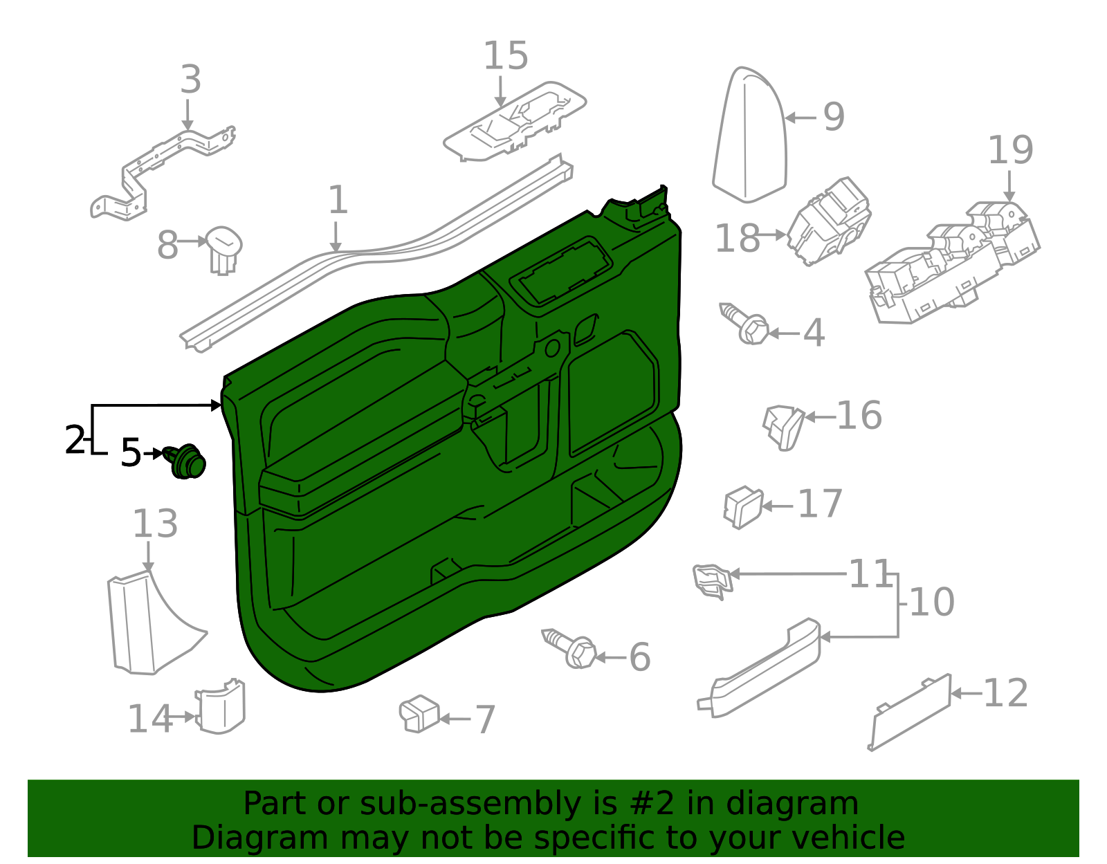 Door Trim Panel - Ford (HC3Z-2823943-MA)