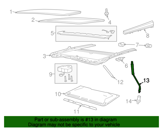 92266020 GM Passenger Side Lower Rear Sunroof Housing Drain Hose GM
