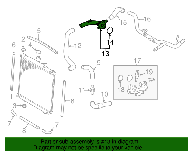 Toyota Water Inlet Sub-Assembly, With Thermostat Part# 1603131031 ...