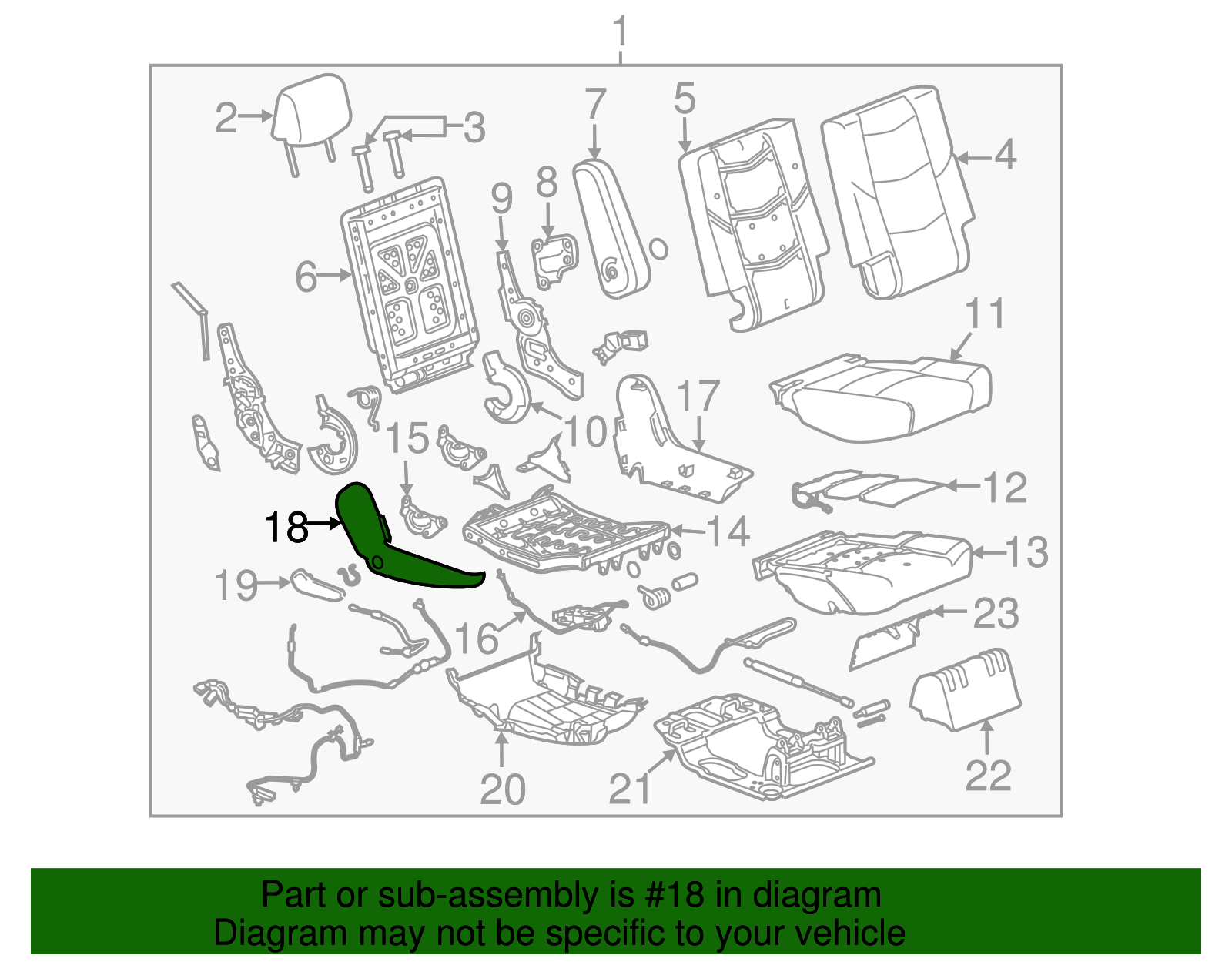 2015-2020 GM Jet Black Rear Passenger Side Seat Frame Outer Finish ...