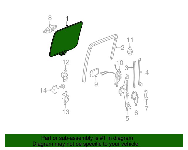 20042012 GM Passenger Side Rear Door Window 93363271