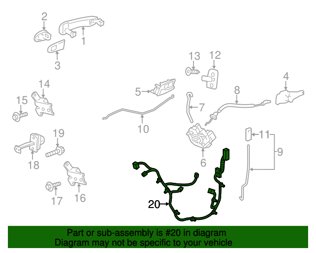 20142018 Chevrolet Sonic Rear Driver Side Door Wiring Harness 95367164