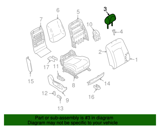 20092014 Nissan Murano Headrest 864001AA0B QuirkParts