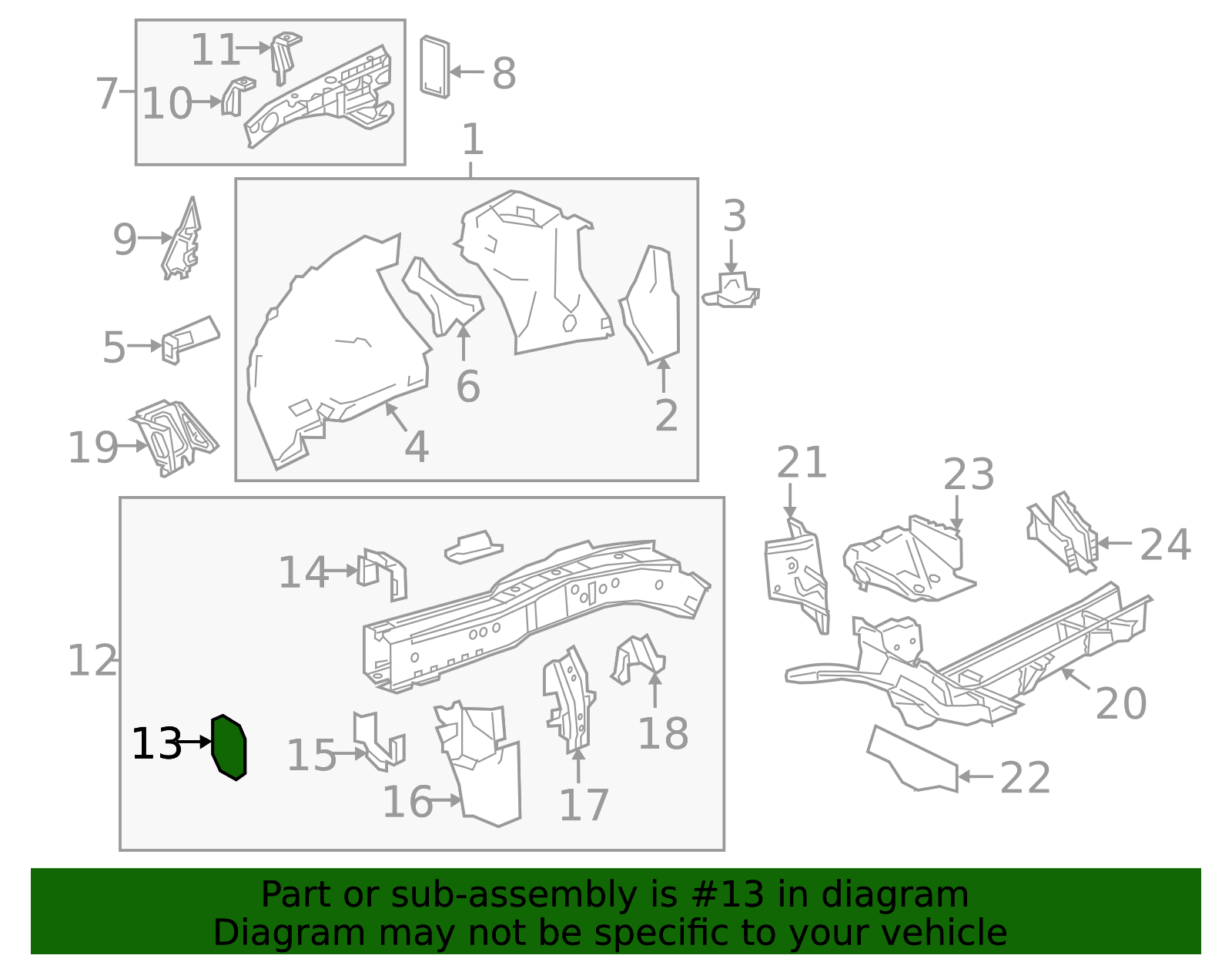 Passenger Side Front Compartment Front Inner Side Rail Reinforcement - GM (84405764)
