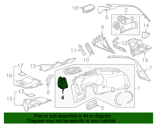 20182019 Chevrolet Corvette Driver Side Instrument Panel Outer Air