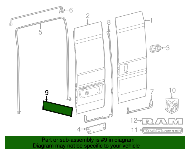 20142021 Ram Trim Molding Passenger Side (RH) 1ZT56LAHAA