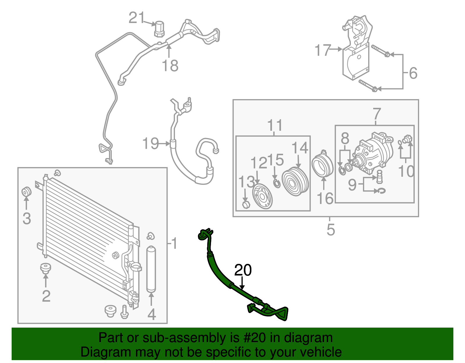 Air Conditioning Compressor and Condenser Hose Assembly - GM (96620071)