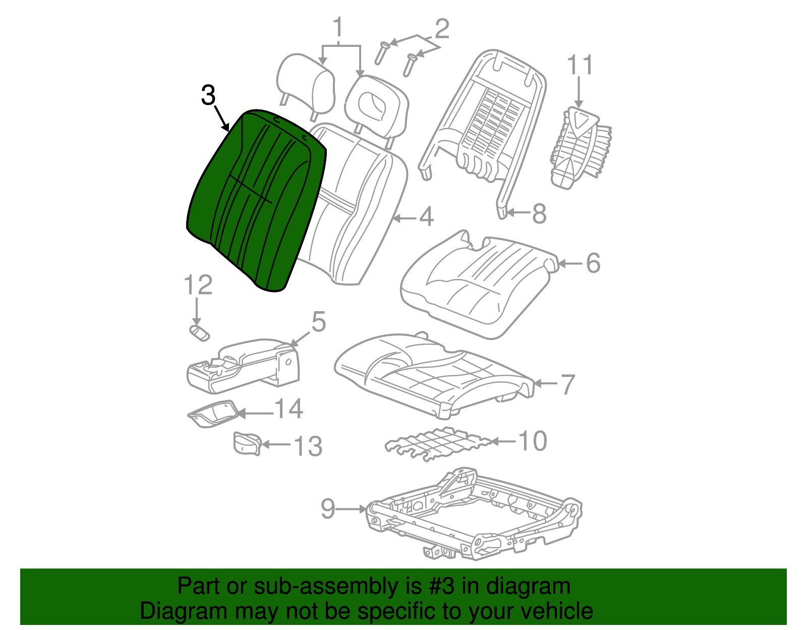 Cover Assembly, D/Seat Black Cushion                *Pewter - GM (88893060)