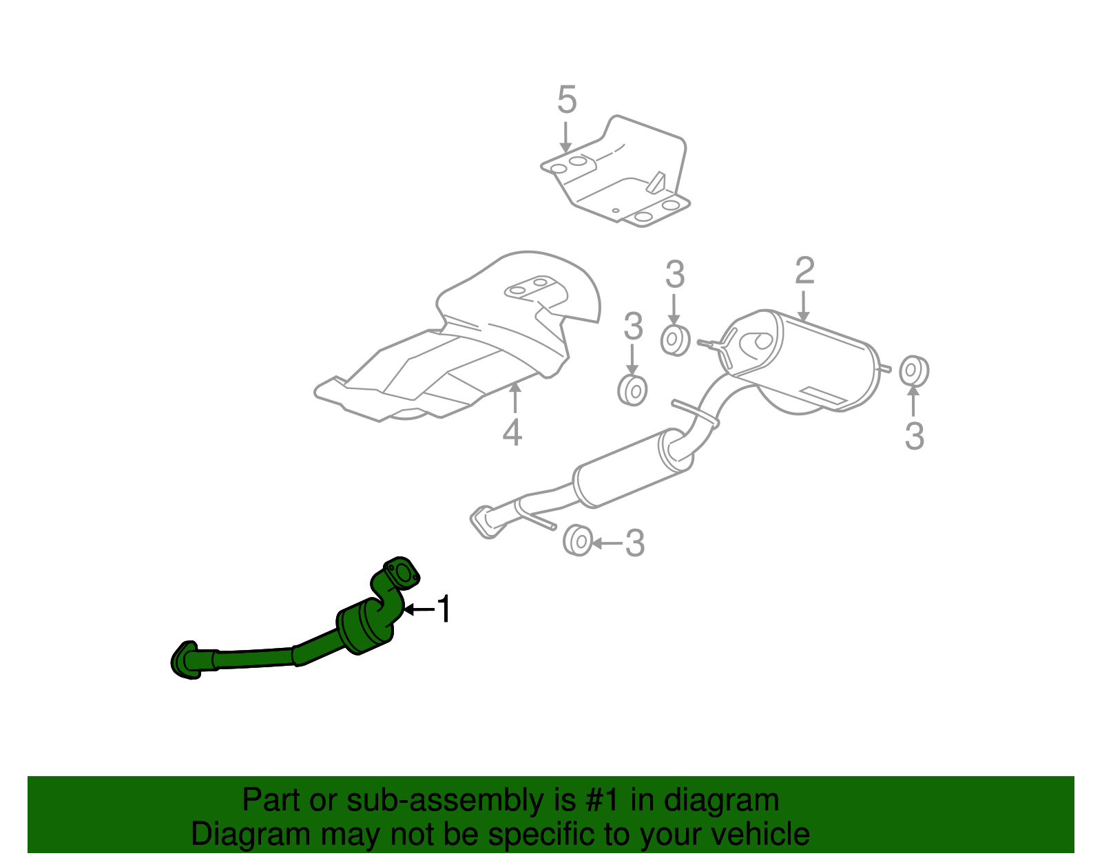3-Way Catalytic Converter with Pipes, Flanges, Bushings, and Label - GM (15292649)