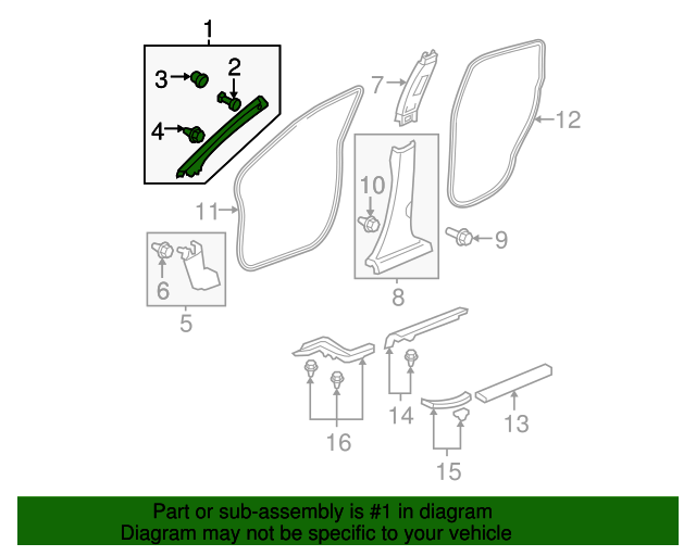 84101SWAA01ZA Garnish Assembly, R Front Pillar *NH302L* (Pale