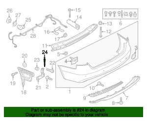 2009-2016 Audi Bumper Cover Support Rail Pin WHT-002-592 | Audi USA Parts