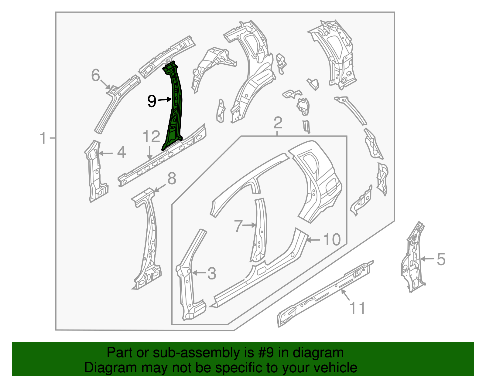 Driver Side Inner Center Pillar Panel - GM (96946295)