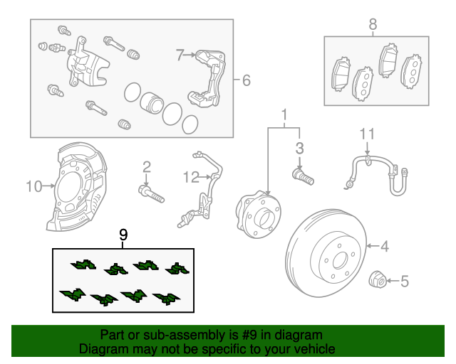 20062022 Toyota Disc Brake AntiRattle Clip Set 0494742050 Toyota