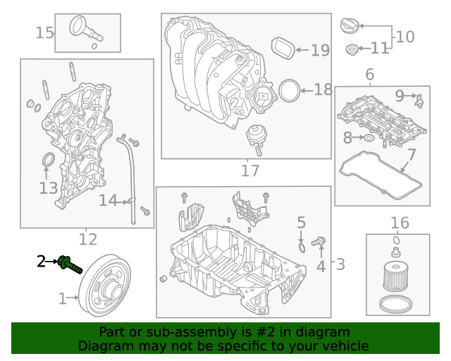20212022 Hyundai Elantra Crankshaft Pulley Bolt 231272J010 OEM