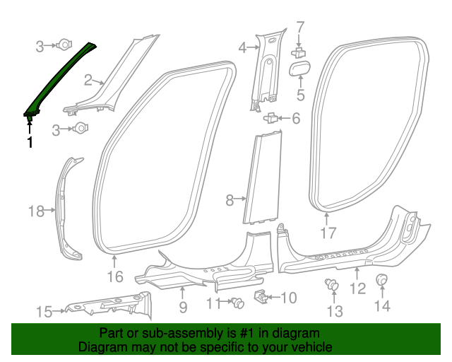 20142020 Fiat 500L Windshield Pillar Trim Driver's Side (LH