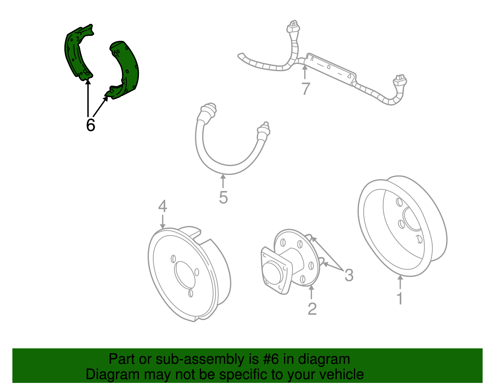 Bonded Rear Drum Brake Shoe Set - GM (19307610)