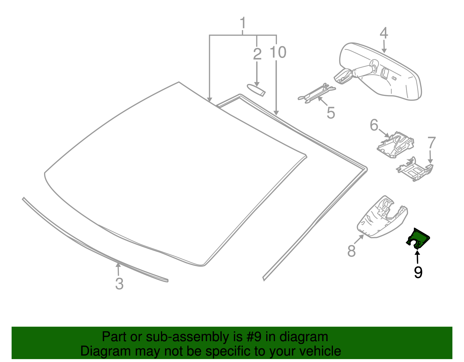 Interior Rear View Mirror Cover - Toyota (86466-12020)