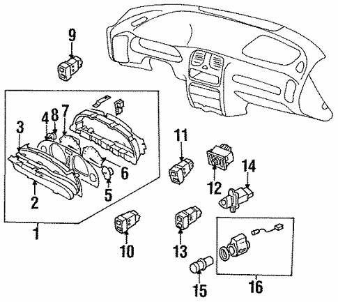 Cluster & Switches for 1998 Subaru Legacy #0