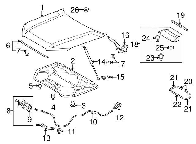 Partscollect Hood Scoop Kit For 2016-2023 Toyota Tacoma - Matte Black Bulge OEM 76181-04900