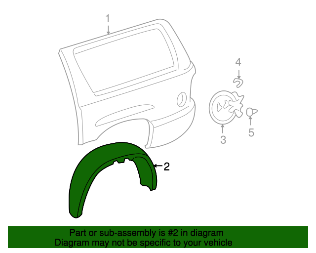 20002006 GM Passenger Side Rear Wheelhouse Liner 15170988 GM Parts