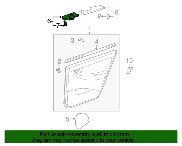 thumbnail image 2 of Genuine OEM Toyota Door Window Switch Bezel – Left Front, Part 742320C040 2 of 6