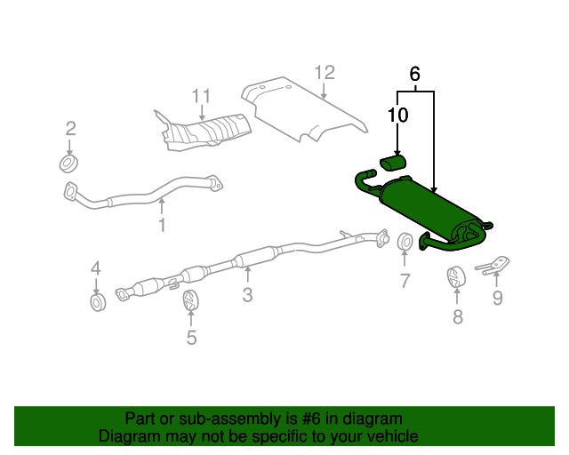 20092015 Toyota Venza Muffler 174300V012 Toyota Parts Center