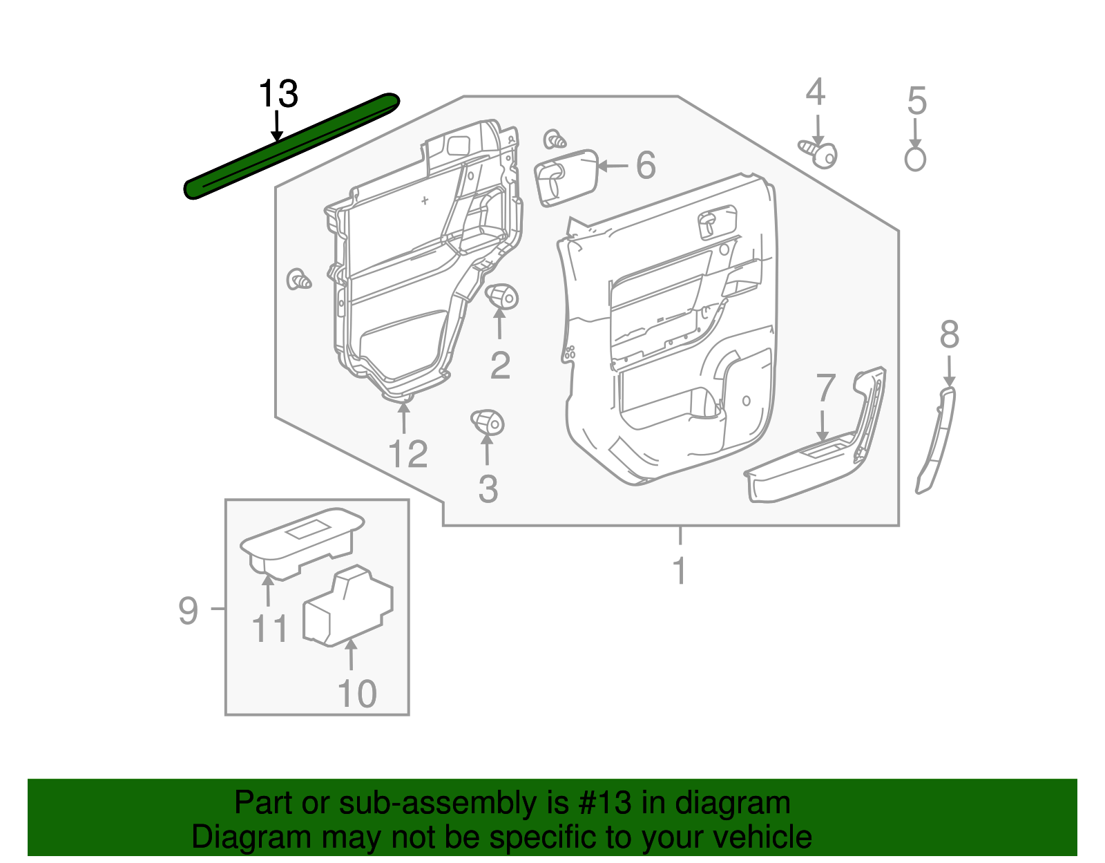 Rear Side Door Window Sealing Strip - GM (94737453)
